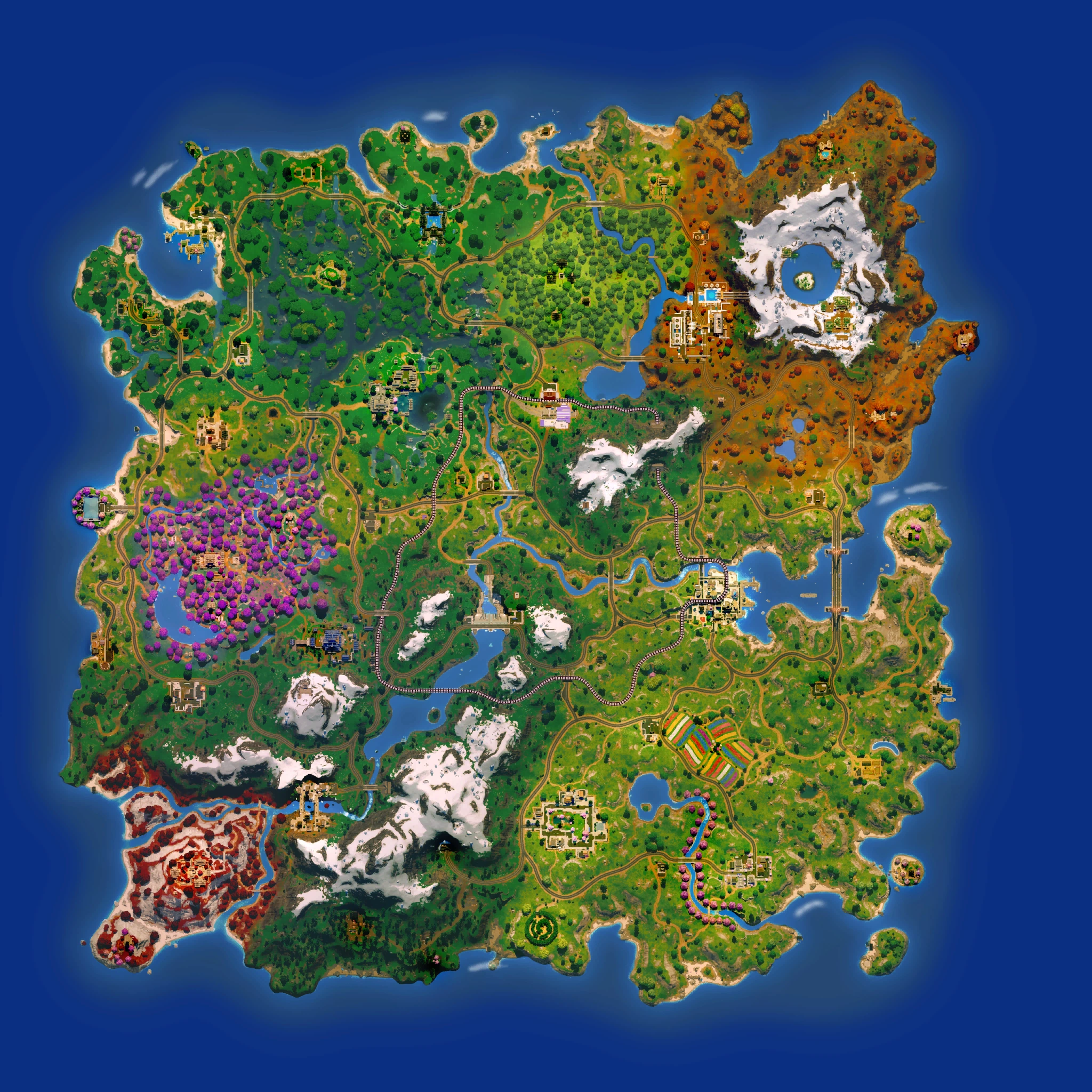 Full island layout map of Oninoshima, Fortnite Chapter 6 Season 1